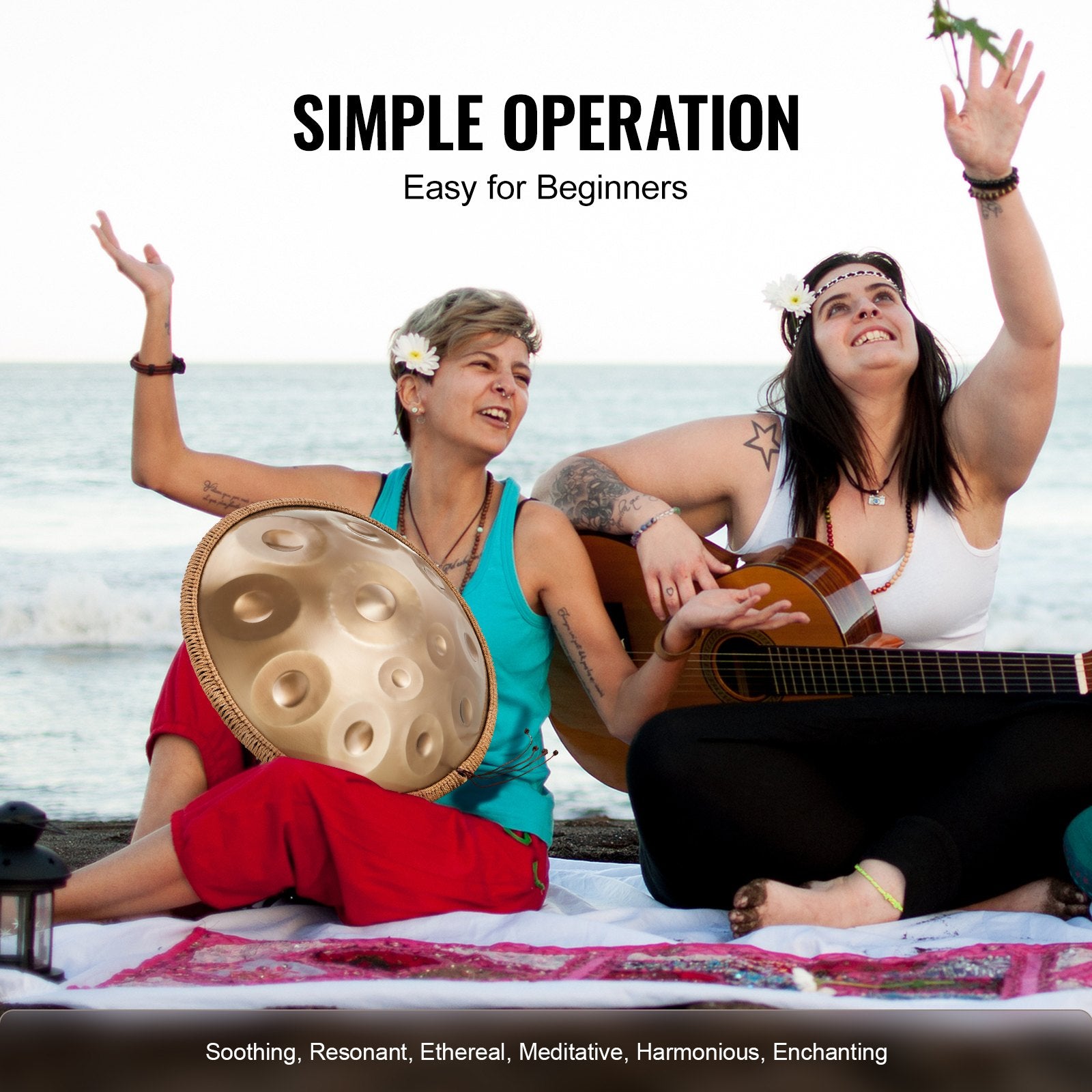 Drums: VEVOR Handpan Drum 22 in 12 Notes D Minor Hand Drum Instrument with Mallet