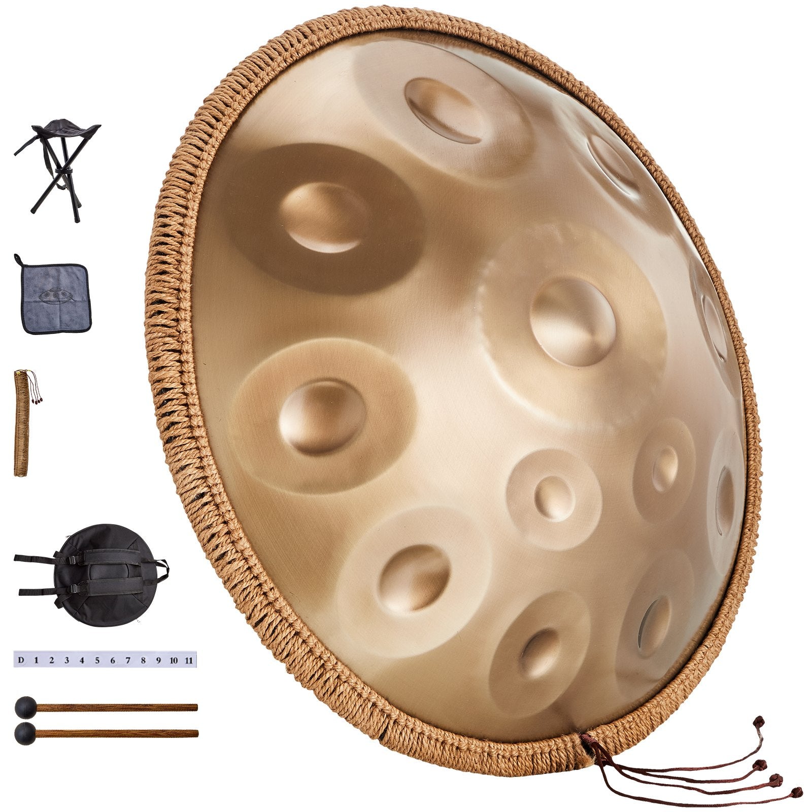 Drums: VEVOR Handpan Drum 22 in 12 Notes D Minor Hand Drum Instrument with Mallet