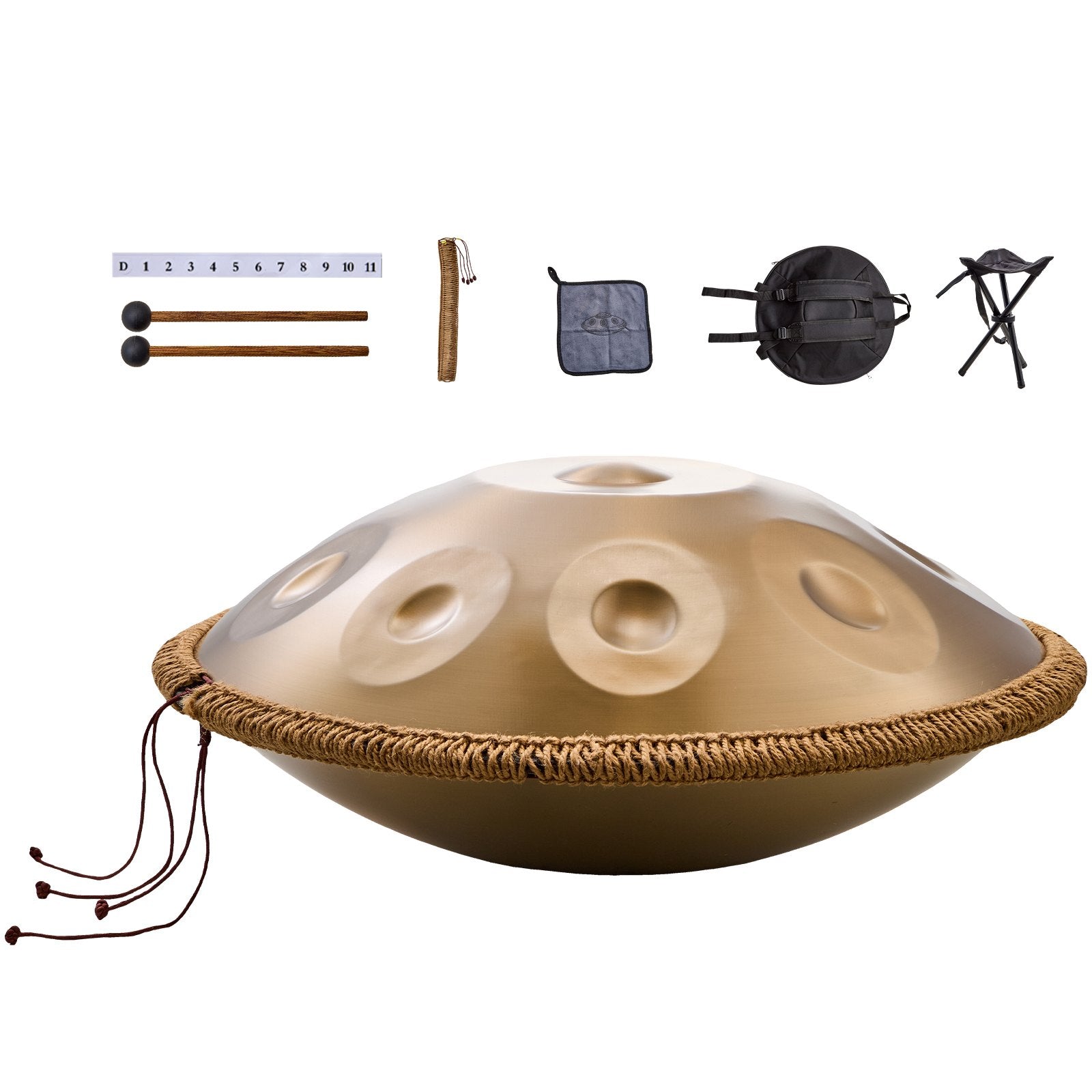 Drums: VEVOR Handpan Drum 22 in 9 Notes D Minor Steel Hand Drum with Mallets for Adult