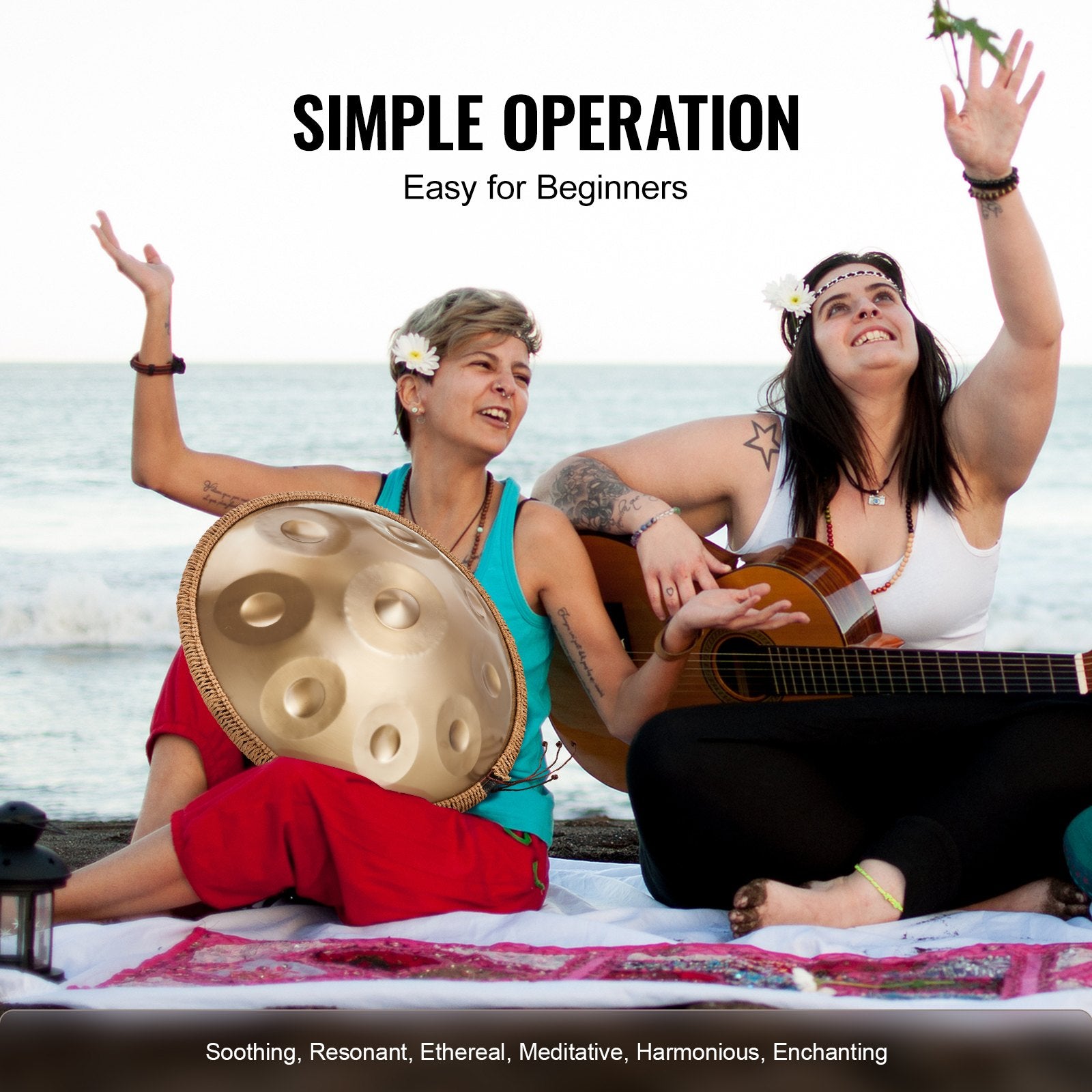 Drums: VEVOR Handpan Drum 22 in 9 Notes D Minor Steel Hand Drum with Mallets for Adult