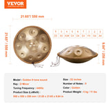 Drums: VEVOR Handpan Drum 22 in 9 Notes D Minor Steel Hand Drum with Mallets for Adult