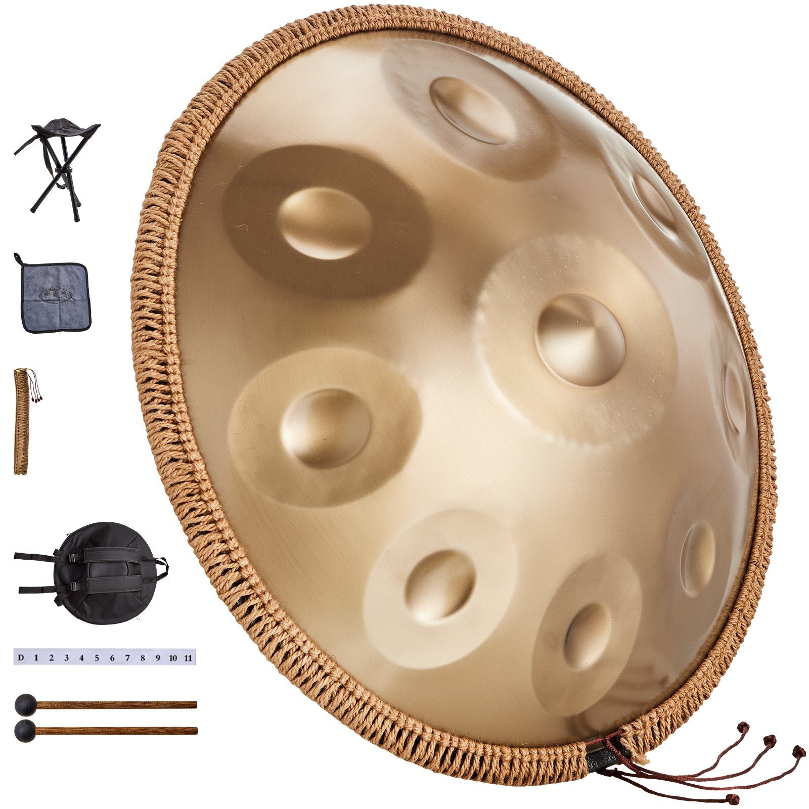 Drums: VEVOR Handpan Drum 22 in 9 Notes D Minor Steel Hand Drum with Mallets for Adult
