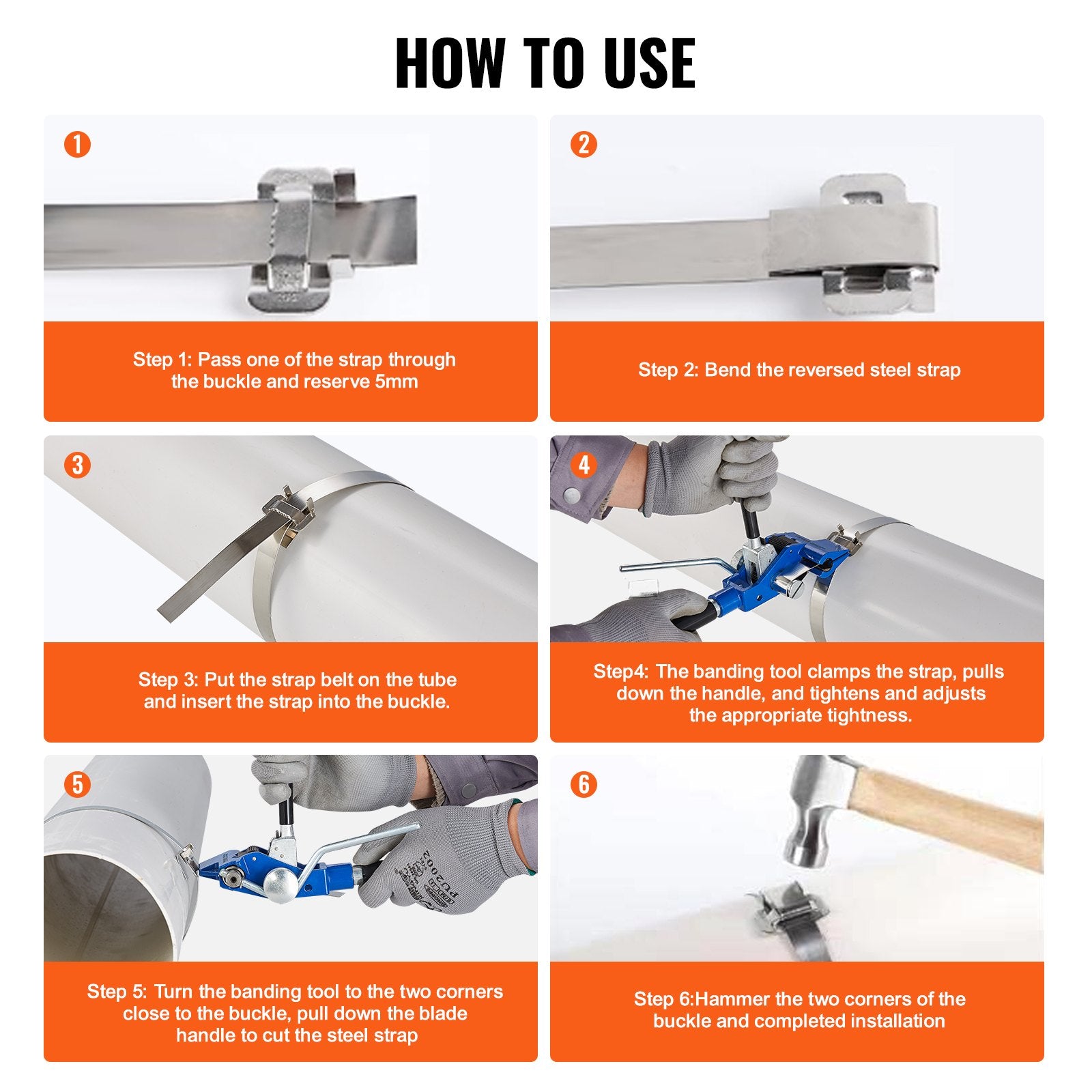 Banding Strapping Kit with Strapping Tensioner Tool, 30 m Length 304 Stainless Steel Banding, 100 Metal Seals, Pallet Packaging Strapping Banding Kit, Banding Packaging Strapping for Packing