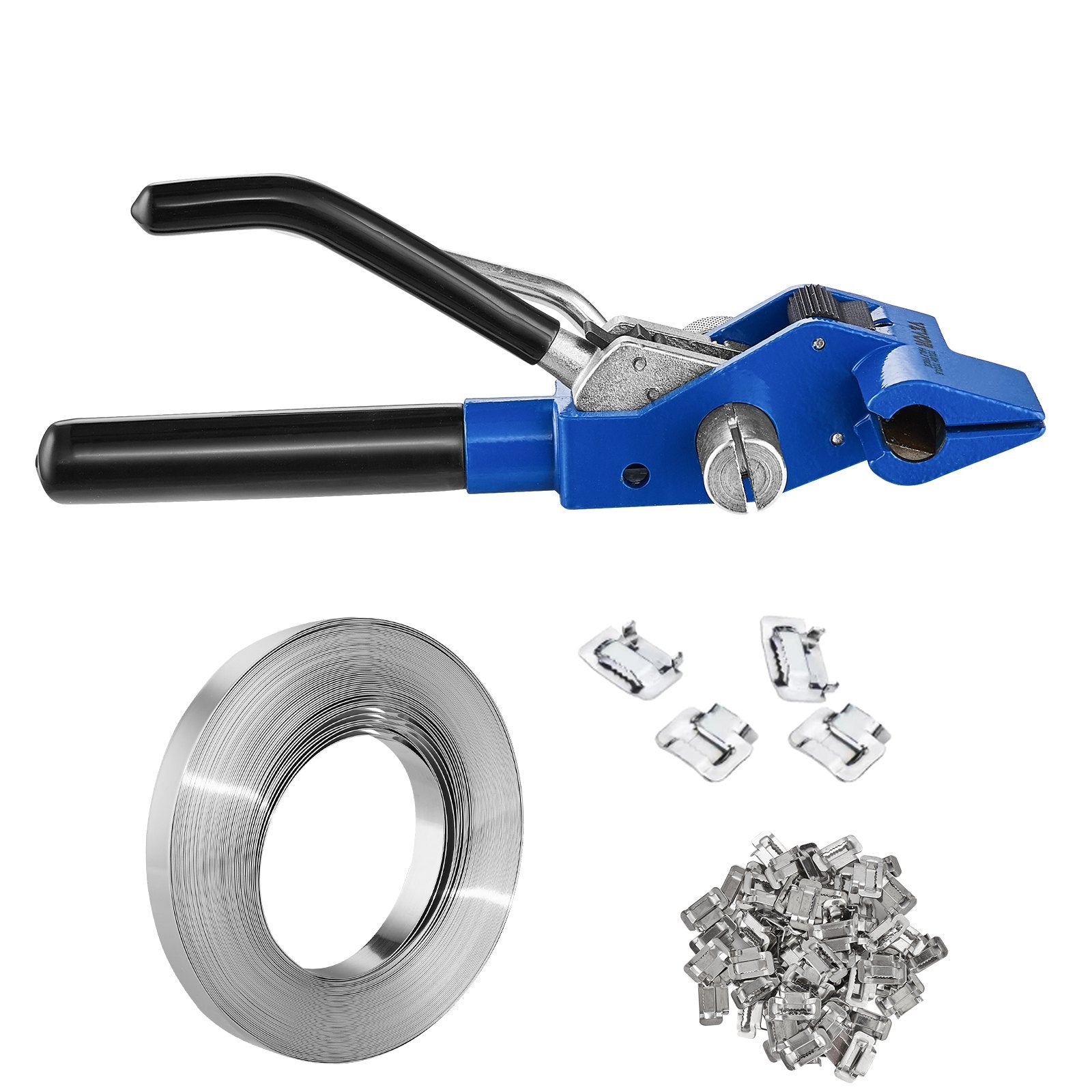Banding Strapping Kit with Strapping Tensioner Tool, 30 m Length 304 Stainless Steel Banding, 100 Metal Seals, Pallet Packaging Strapping Banding Kit, Banding Packaging Strapping for Packing