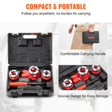 Tool Sockets: VEVOR Ratchet Pipe Threader Kit, 1/2" NPT, 3/4" NPT, 1" NPT Manual Ratcheting Pipe Threader, Portable Pipe Threading Tool Set with 3PCS NPT Dies, Storage Case for Galvanized Aluminum Iron Copper Pipes