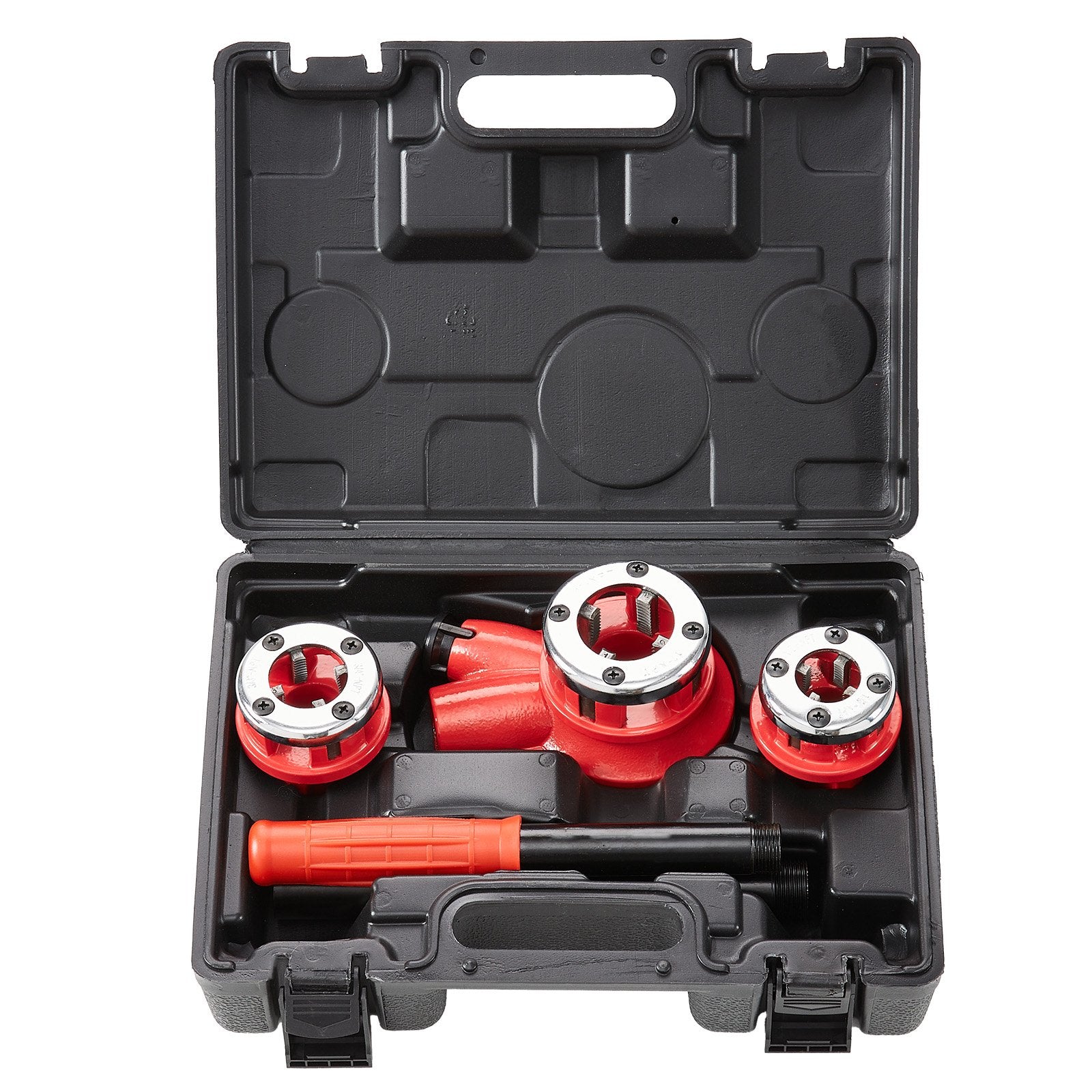 Tool Sockets: VEVOR Ratchet Pipe Threader Kit, 1/2" NPT, 3/4" NPT, 1" NPT Manual Ratcheting Pipe Threader, Portable Pipe Threading Tool Set with 3PCS NPT Dies, Storage Case for Galvanized Aluminum Iron Copper Pipes