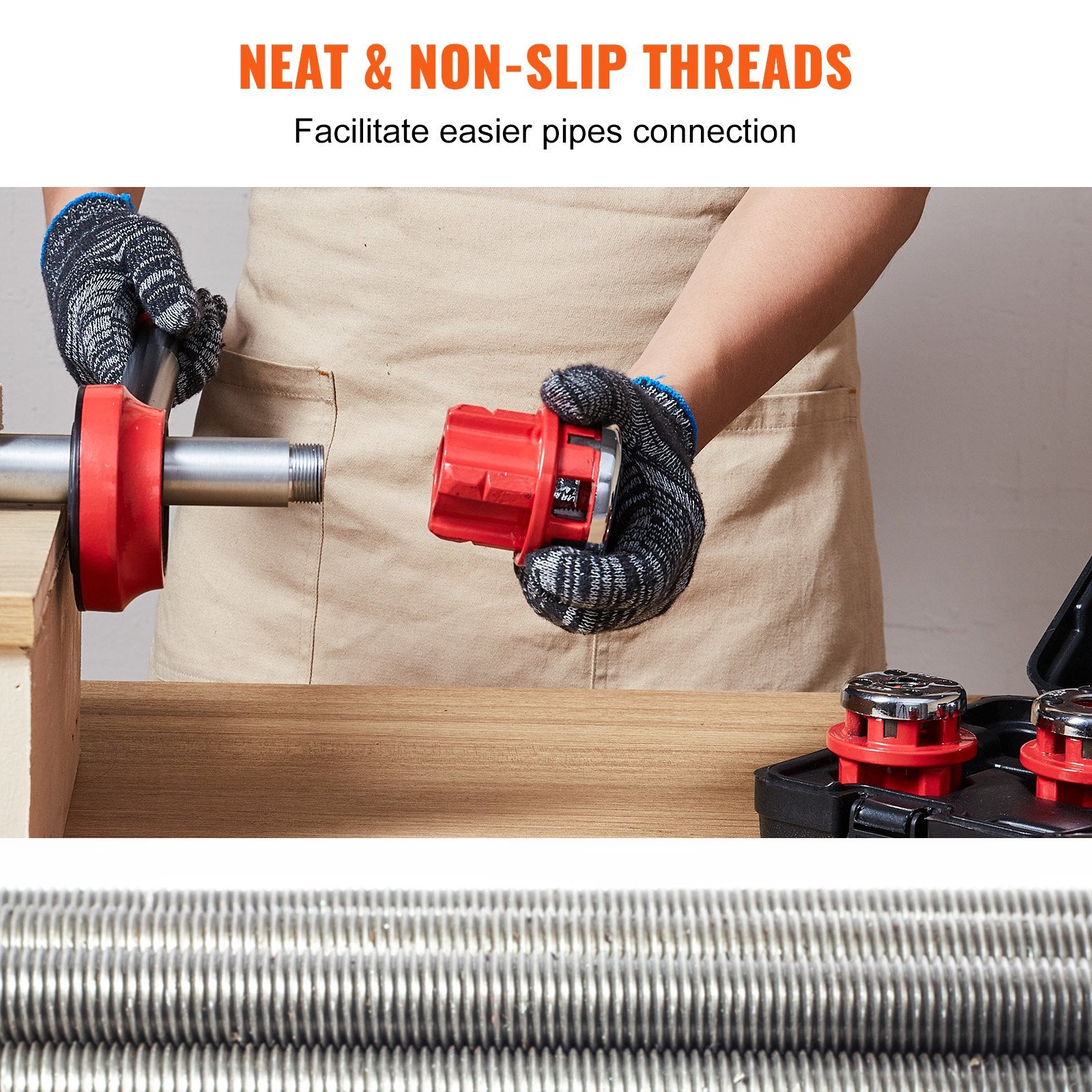 Men's Underwear: VEVOR Ratchet Pipe Threader Kit, 1/4" NPT - 1-1/4" NPT Manual Ratcheting Pipe Threader, Portable Pipe Threading Tool Set with 6PCS NPT Dies, Storage Case for Galvanized Aluminum Iron Copper Pipes