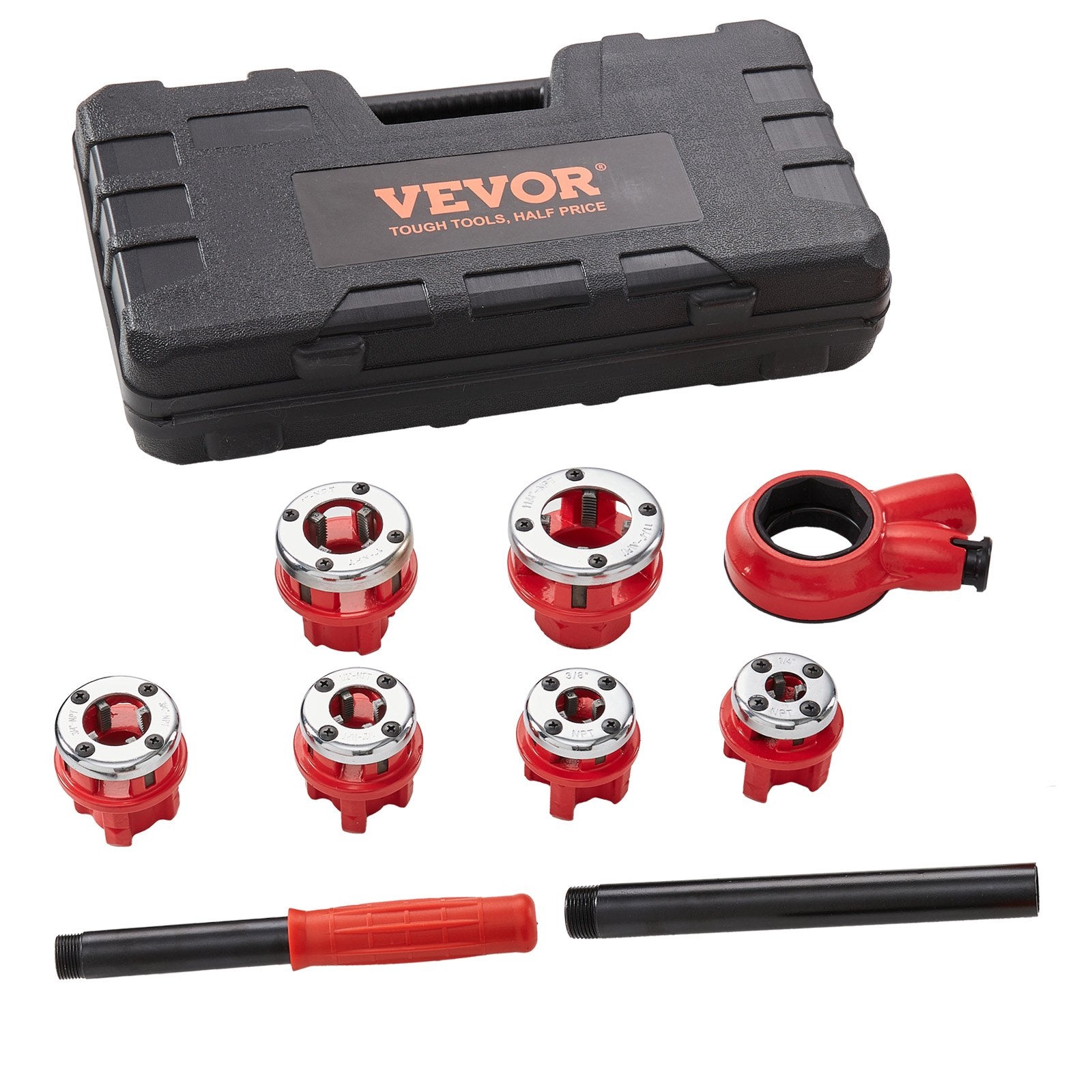 Men's Underwear: VEVOR Ratchet Pipe Threader Kit, 1/4" NPT - 1-1/4" NPT Manual Ratcheting Pipe Threader, Portable Pipe Threading Tool Set with 6PCS NPT Dies, Storage Case for Galvanized Aluminum Iron Copper Pipes