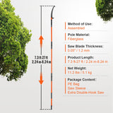 Chainsaws: VEVOR Manual Pole Saw, 2.24 m-8.24 m Extendable Tree Pruner, Sharp Steel Blade High Branches Trimming, Manual Branch Trimmer with Lightweight 8 Fiberglass Handles, for Pruning Palms and Shrubs