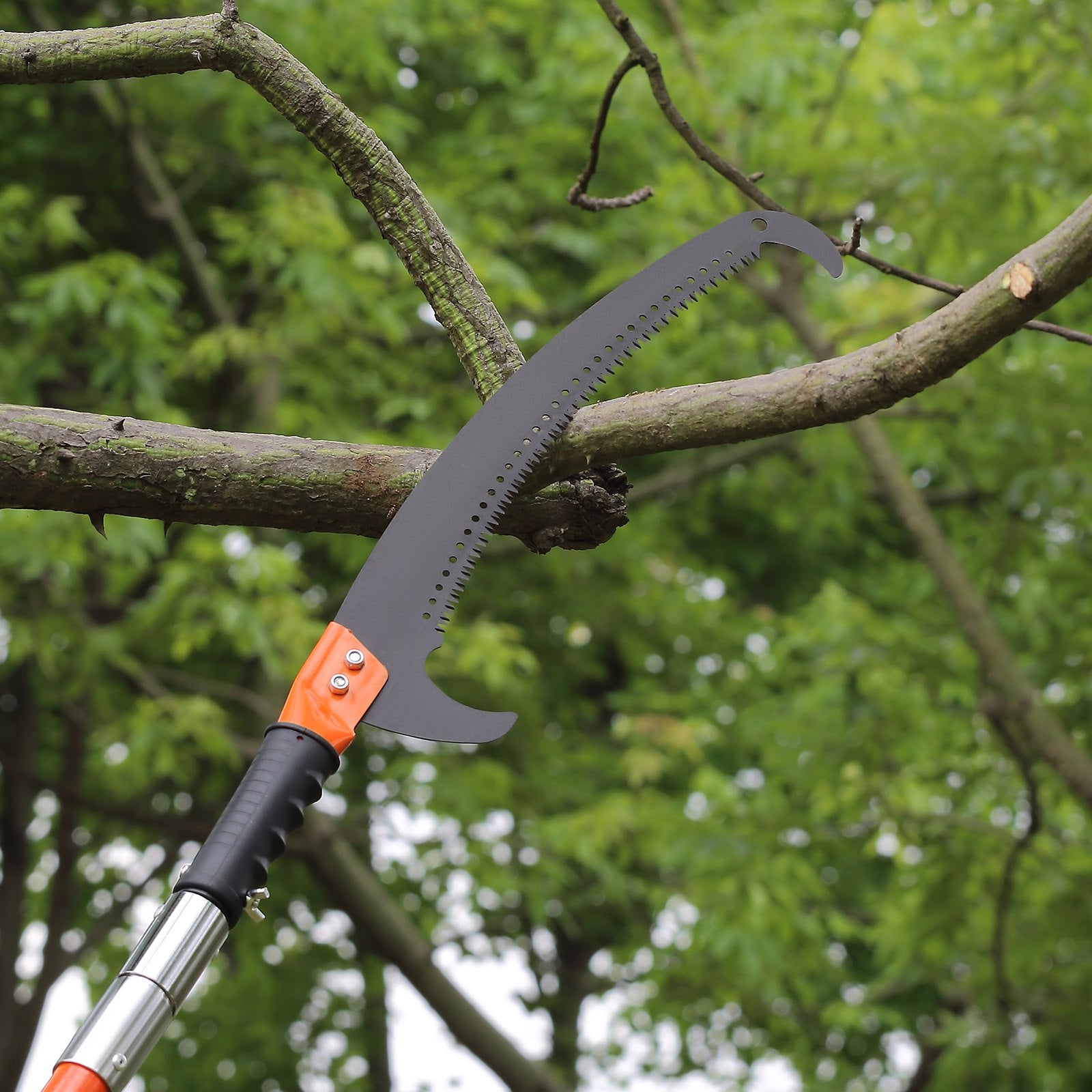 Manual Pole Saw, 2.24 m-8.24 m Extendable Tree Pruner, Sharp Steel Blade High Branches Trimming, Manual Branch Trimmer with Lightweight 8 Fiberglass Handles, for Pruning Palms and Shrubs