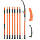 Chainsaws: VEVOR Manual Pole Saw, 2.24 m-8.24 m Extendable Tree Pruner, Sharp Steel Blade High Branches Trimming, Manual Branch Trimmer with Lightweight 8 Fiberglass Handles, for Pruning Palms and Shrubs