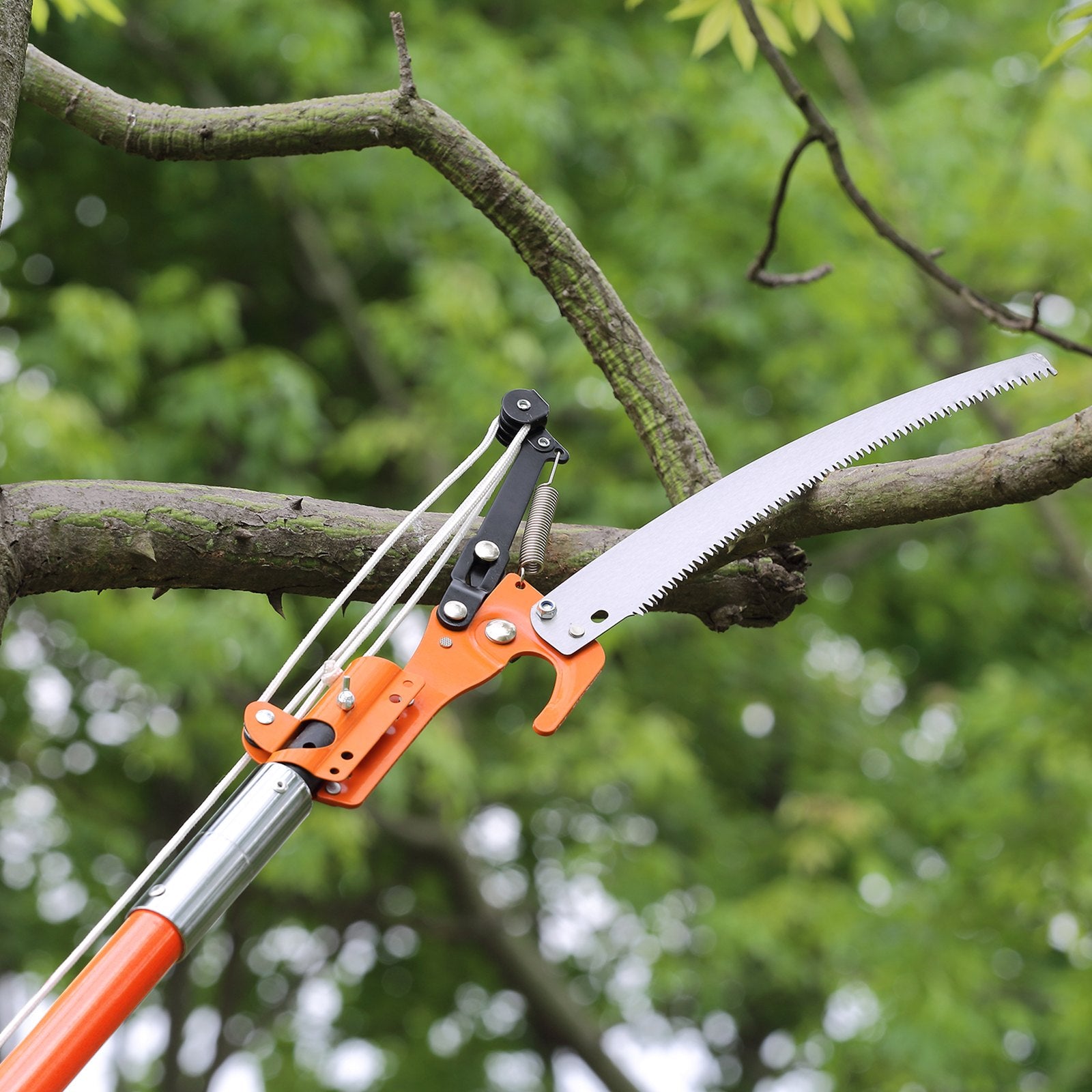Chainsaws: VEVOR Manual Pole Saw, 2.24 m-8.24 m Extendable Tree Pruner, Sharp Steel Blade and Scissors High Branches Trimming, Branch Trimmer with Lightweight 8 Fiberglass Handles, for Pruning Palms and Shrubs