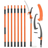 Chainsaws: VEVOR Manual Pole Saw, 2.24 m-8.24 m Extendable Tree Pruner, Sharp Steel Blade and Scissors High Branches Trimming, Branch Trimmer with Lightweight 8 Fiberglass Handles, for Pruning Palms and Shrubs