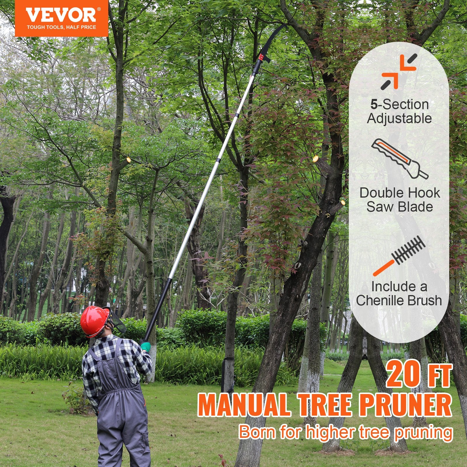 Umbrellas & Sunshades: VEVOR Manual Pole Saw Extendable Tree Pruner 1.5 m-6.1 m Aluminum Alloy Pole