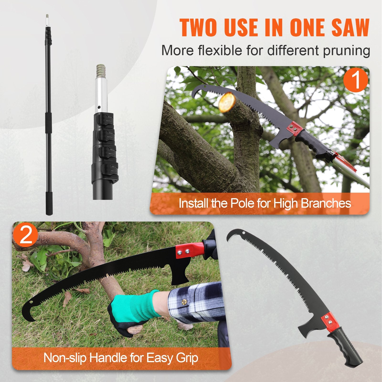 Umbrellas & Sunshades: VEVOR Manual Pole Saw Extendable Tree Pruner 1.5 m-6.1 m Aluminum Alloy Pole