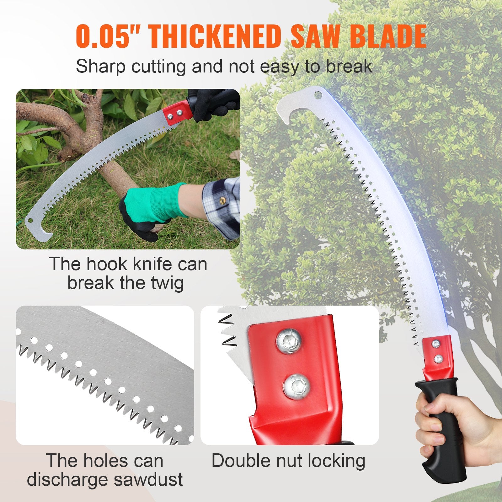 Umbrellas & Sunshades: VEVOR Manual Pole Saw Extendable Tree Pruner 1.4 m-3 m Aluminum Alloy Pole
