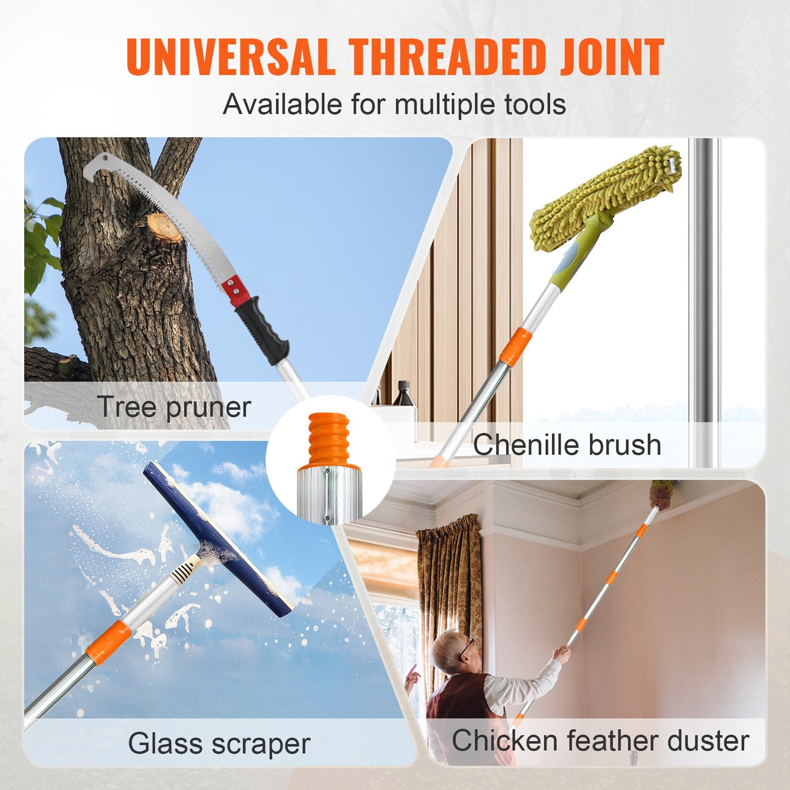 Umbrellas & Sunshades: VEVOR Manual Pole Saw Extendable Tree Pruner 1.4 m-3 m Aluminum Alloy Pole