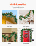 Christmas Wreaths & Garlands: VEVOR Christmas Garland, 2750mm Artificial Christmas Garland with Light String, Faux Greenery Decoration with Berry Clusters, Pine Needles, Pine Cones, Realistic Xmas Collection for Mantel Fireplace