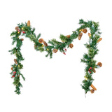 Christmas Wreaths & Garlands: VEVOR Christmas Garland, 2750mm Artificial Christmas Garland with Light String, Faux Greenery Decoration with Berry Clusters, Pine Needles, Pine Cones, Realistic Xmas Collection for Mantel Fireplace