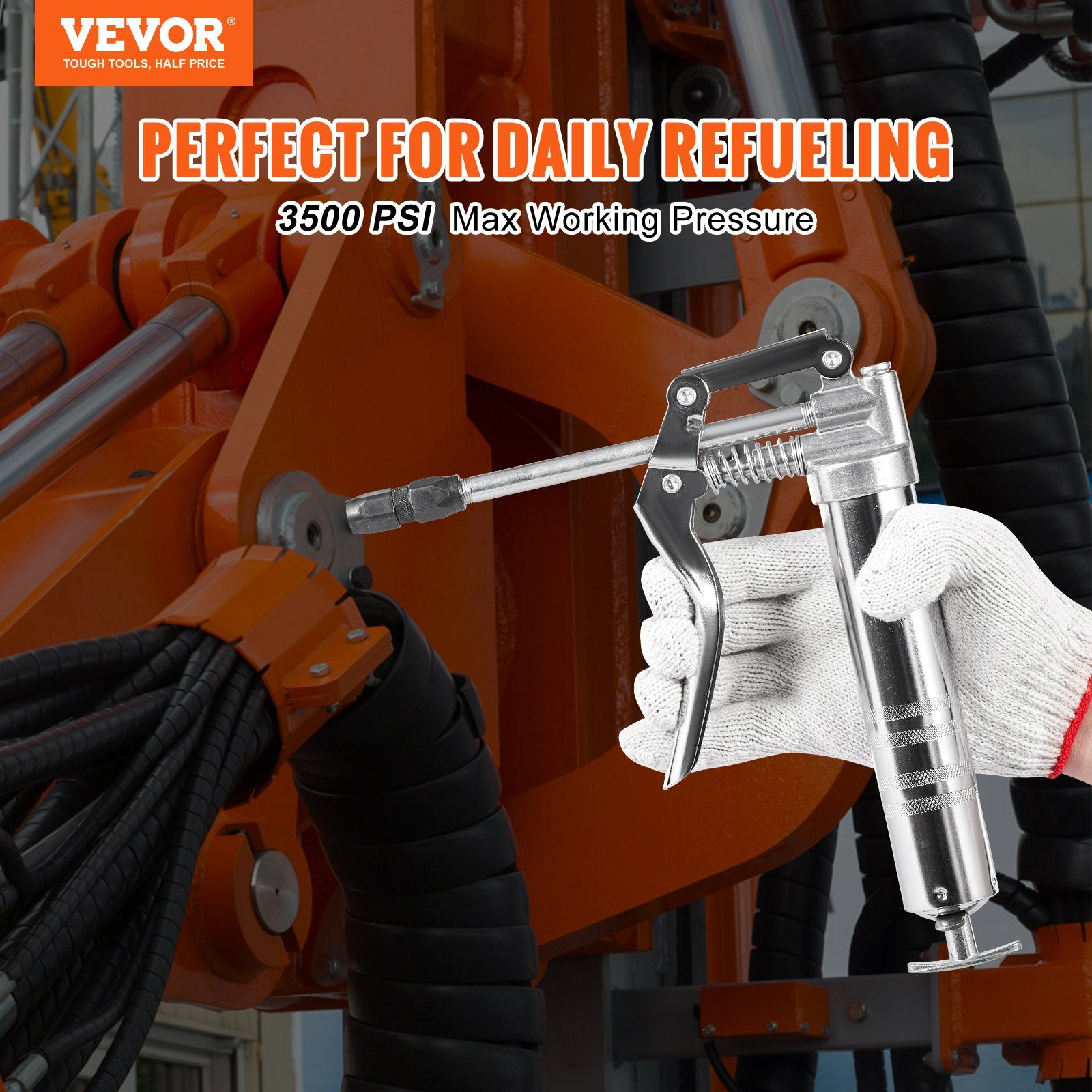 Cleaning & Care: VEVOR Pistol Grip Grease Gun, 3500 PSI, 4 OZ / 120 CC Capacity Heavy Duty Professional Grease Gun, with 11.65 Inch Flexible Hose 2 Black Flat Couplers, 1 Reinforced Nozzle, and 2 Rigid Metal Pipes