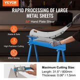 Saw Accessories: VEVOR 800mm Manual Hand Plate Shear for Metal Sheet Processing, Benchtop Cutter with Q235 Material, for Crafts Thick Steel Crafting, Heavy Duty Roll Press Machine for Builders, DIY Enthusiasts