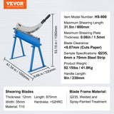 Saw Accessories: VEVOR 800mm Manual Hand Plate Shear for Metal Sheet Processing, Benchtop Cutter with Q235 Material, for Crafts Thick Steel Crafting, Heavy Duty Roll Press Machine for Builders, DIY Enthusiasts