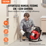Gardening Tools: VEVOR Drain Cleaner Machine 50FT x 1/2Inch Manual Feed Snake Auger with 4 Cutter