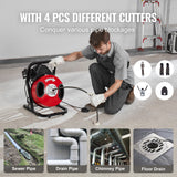 Gardening Tools: VEVOR Drain Cleaner Machine 50FT x 1/2Inch Manual Feed Snake Auger with 4 Cutter