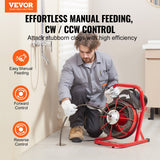 Automotive Repair & Speciality Tools: VEVOR Drain Cleaner Machine Drain Auger 75FT x 1/2 Inch Manual Feed & 4 Cutters