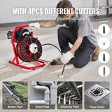 Automotive Repair & Speciality Tools: VEVOR Drain Cleaner Machine Drain Auger 75FT x 1/2 Inch Manual Feed & 4 Cutters