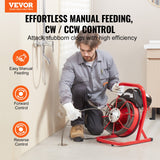 Automotive Repair & Speciality Tools: VEVOR Drain Cleaner Machine Drain Auger 50FT x 3/8 Inch Manual Feed & 4 Cutters