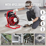 Automotive Repair & Speciality Tools: VEVOR Drain Cleaner Machine Drain Auger 50FT x 3/8 Inch Manual Feed & 4 Cutters