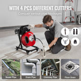 Gardening Tools: VEVOR Drain Cleaner Machine 50FT x 1/2 Inch Manual Feed Snake Auger with Wheels