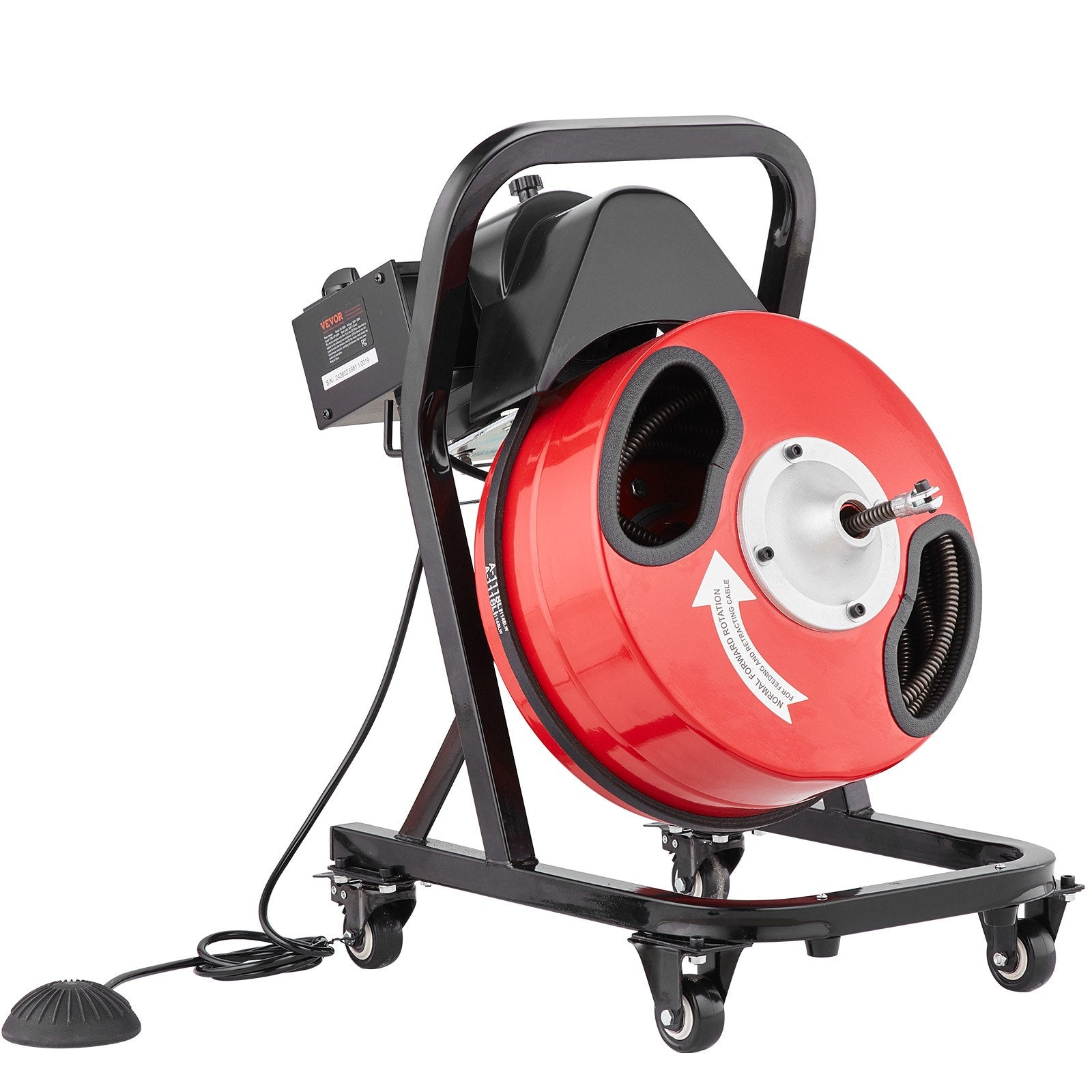 Gardening Tools: VEVOR Drain Cleaner Machine 50FT x 1/2 Inch Manual Feed Snake Auger with Wheels