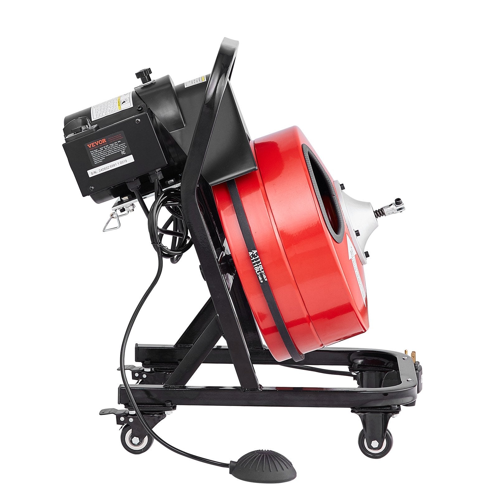 Gardening Tools: VEVOR Drain Cleaner Machine 50FT x 1/2 Inch Manual Feed Snake Auger with Wheels