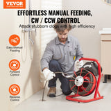 Automotive Repair & Speciality Tools: VEVOR Drain Cleaner Machine Drain Auger 75FT x 3/8 Inch Manual Feed & 4 Cutters