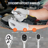Tool Sockets: VEVOR 207-Piece Mechanics Tool Set 1/4" 3/8" 1/2" Drive Sockets SAE and Metric