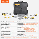 Tool Sockets: VEVOR 207-Piece Mechanics Tool Set 1/4" 3/8" 1/2" Drive Sockets SAE and Metric