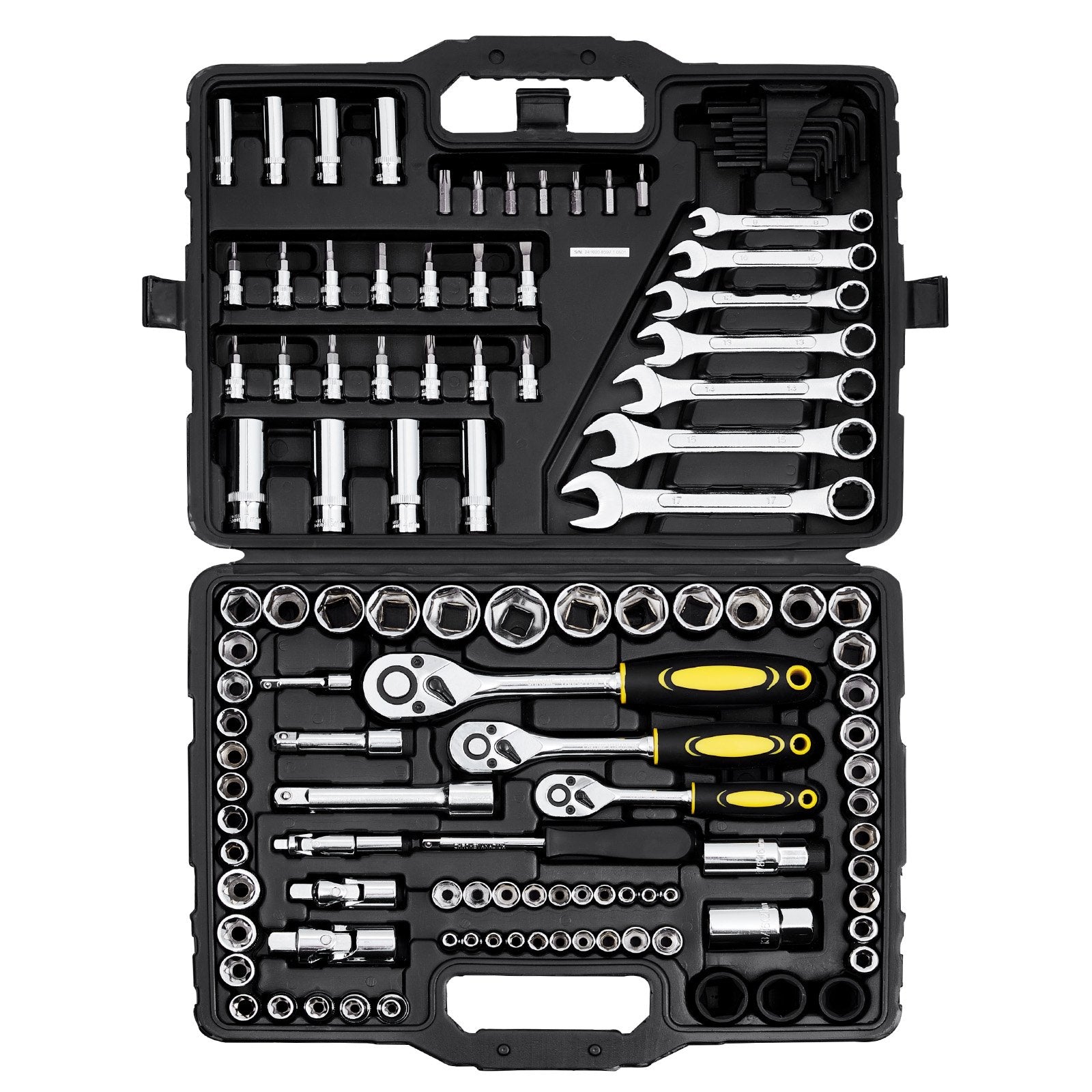 Tool Sockets: VEVOR 121-Piece Mechanics Tool Set 1/4" 3/8" 1/2" Drive Sockets SAE and Metric