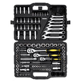 Tool Sockets: VEVOR 121-Piece Mechanics Tool Set 1/4" 3/8" 1/2" Drive Sockets SAE and Metric