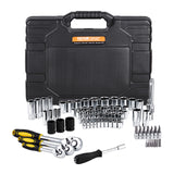 Tool Sockets: VEVOR 121-Piece Mechanics Tool Set 1/4" 3/8" 1/2" Drive Sockets SAE and Metric