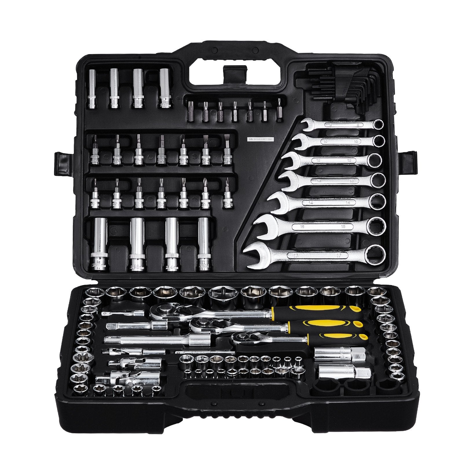 Tool Sockets: VEVOR 121-Piece Mechanics Tool Set 1/4" 3/8" 1/2" Drive Sockets SAE and Metric