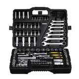 Tool Sockets: VEVOR 121-Piece Mechanics Tool Set 1/4" 3/8" 1/2" Drive Sockets SAE and Metric
