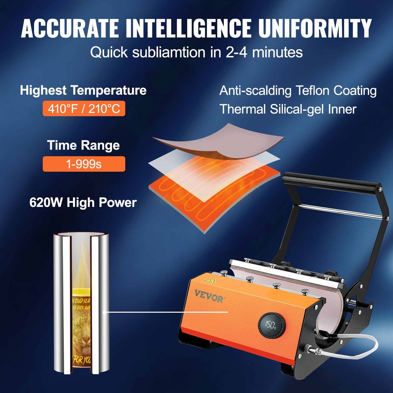 Disposable Cups: VEVOR Mug Heat Press Tumbler Heat Press Machine Sublimation Printing 11-30oz Cup