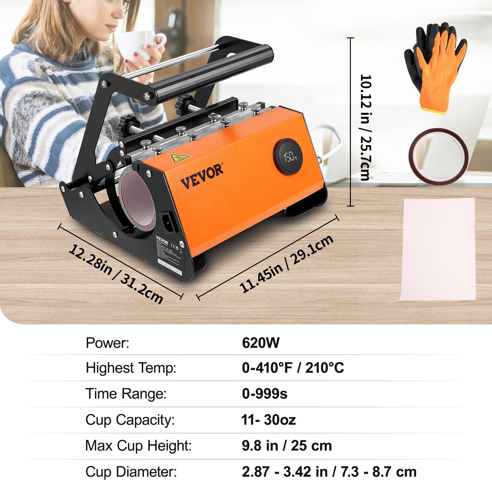 Disposable Cups: VEVOR Mug Heat Press Tumbler Heat Press Machine Sublimation Printing 11-30oz Cup