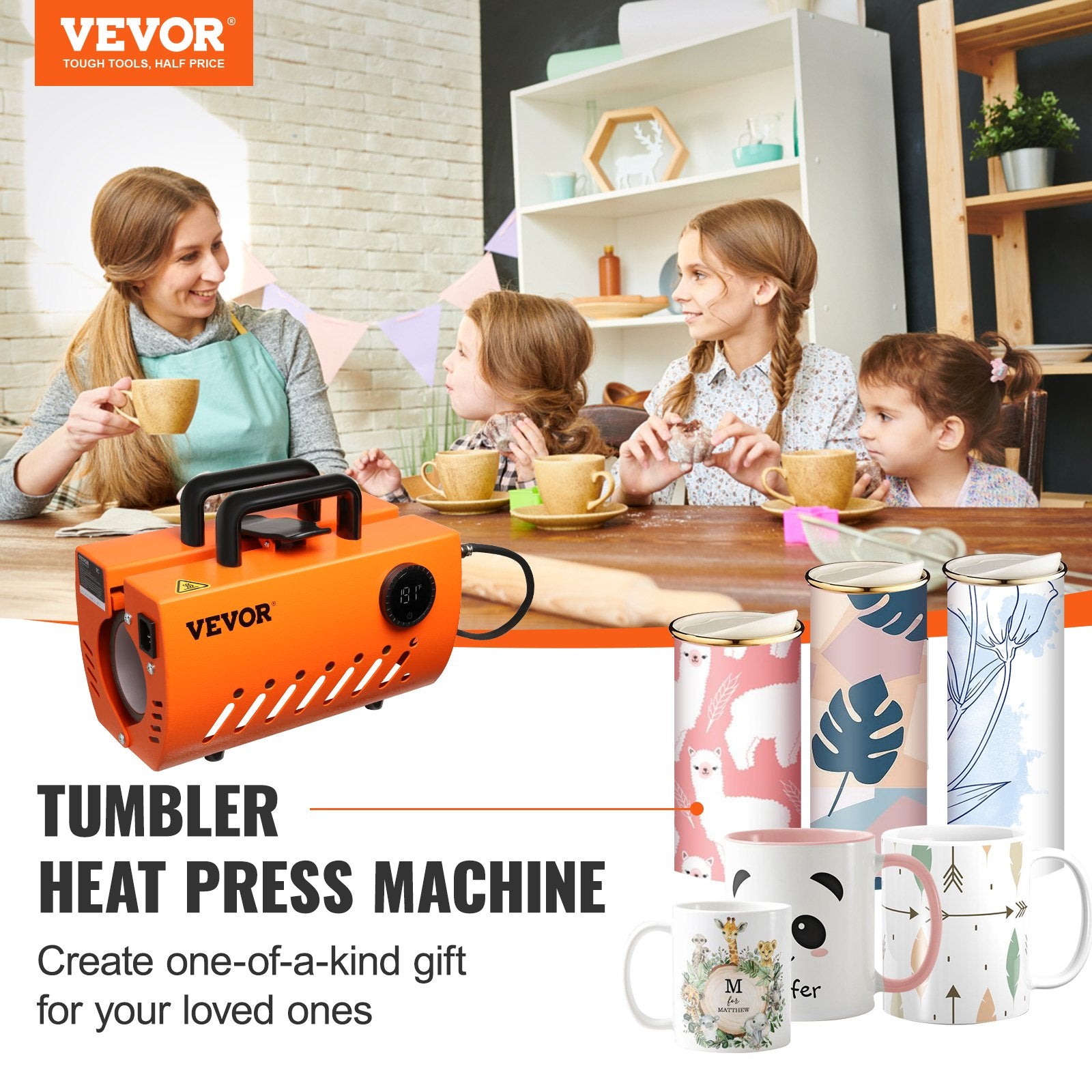 Disposable Cups: VEVOR Mug Heat Press, 30oz Tumbler Heat Press Machine, Sublimation Transfer 11-15oz 16-25oz 30oz Straight Skinny Tumblers, Cup Heat Press with Heat-resist Gloves & Tape, DIY Ceramic Mugs Cups Glasses