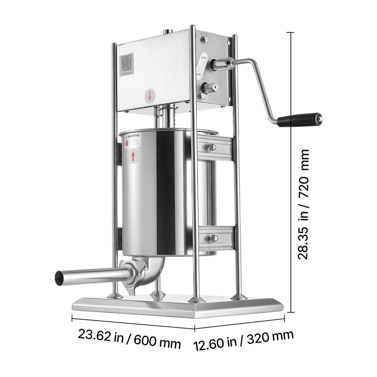 Manual Sausage Stuffer, 22 LBS / 10 L Vertical Meat Stuffer, Dual-Speed Sausage Casing Meat Filling Machine, Stainless Steel Heavy Duty Filler with 5 Stuffing Tubes, for Commercial & Home Use