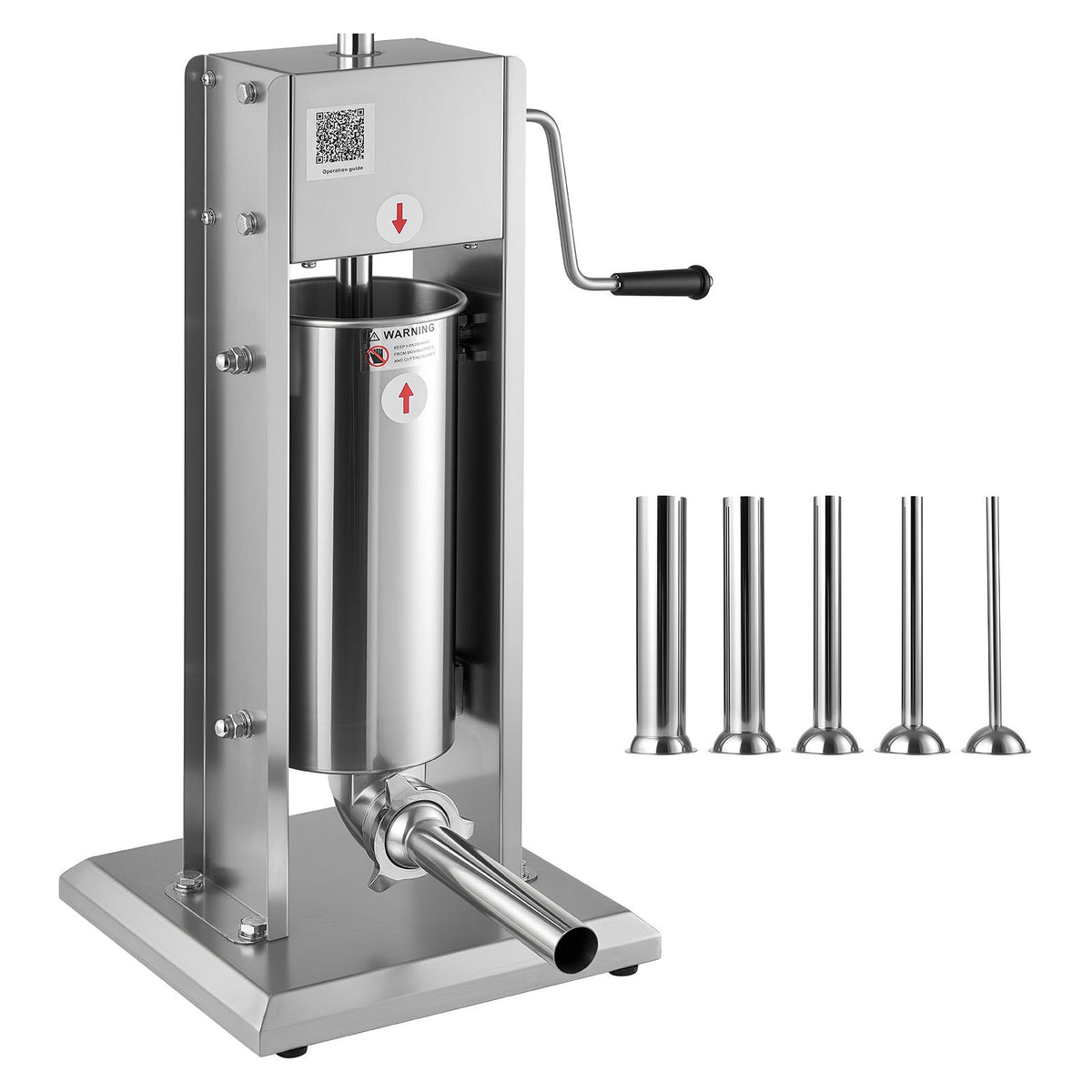 Manual Sausage Stuffer, 11 LBS / 5 L Vertical Meat Stuffer, Dual-Speed Sausage Casing Meat Filling Machine, Stainless Steel Heavy Duty Filler with 5 Stuffing Tubes, for Commercial & Home Use