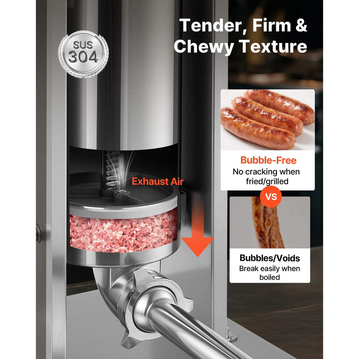 Manual Sausage Stuffer, 11 LBS / 5 L Vertical Meat Stuffer, Dual-Speed Sausage Casing Meat Filling Machine, Stainless Steel Heavy Duty Filler with 5 Stuffing Tubes, for Commercial & Home Use