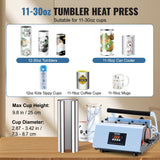 Drinkware: VEVOR Tumbler Heat Press Machine 11-30oz Mug Press Sublimation Tumblers Blue